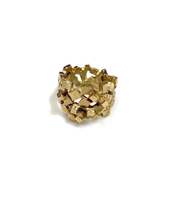 Anello fascia firmato La Drogheria, collezione Quadrucci, in oro giallo