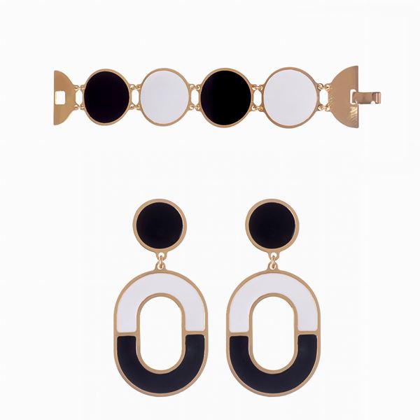 Lotto composto bracciale e orecchini, firmati Francesca Bianchi Design