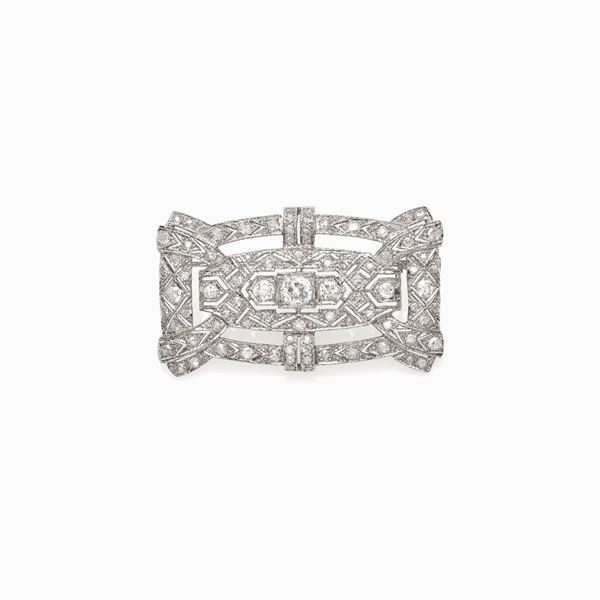 Spilla in platino e diamanti  - Auction ASTA A TEMPO - MAGGIO - Faraone Casa d'Aste