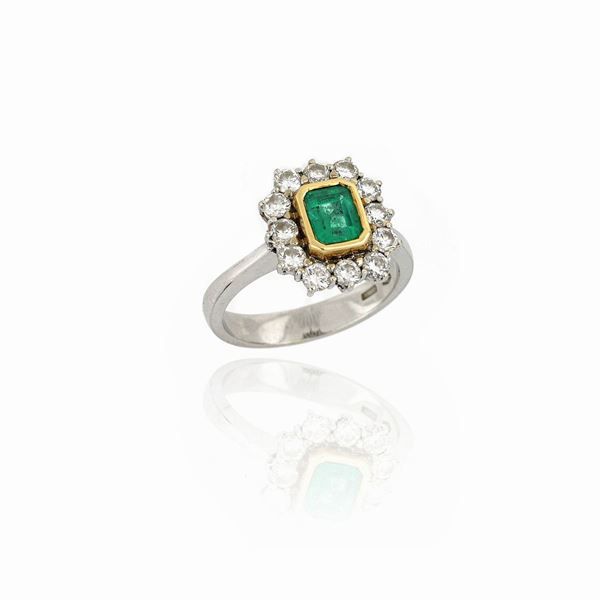 Anello con smeraldo e diamanti  - Auction ASTA A TEMPO MAGGIO-GIUGNO - Faraone Casa d'Aste