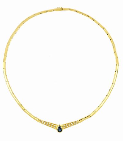 Collana in Oro con Zaffiro e Diamanti