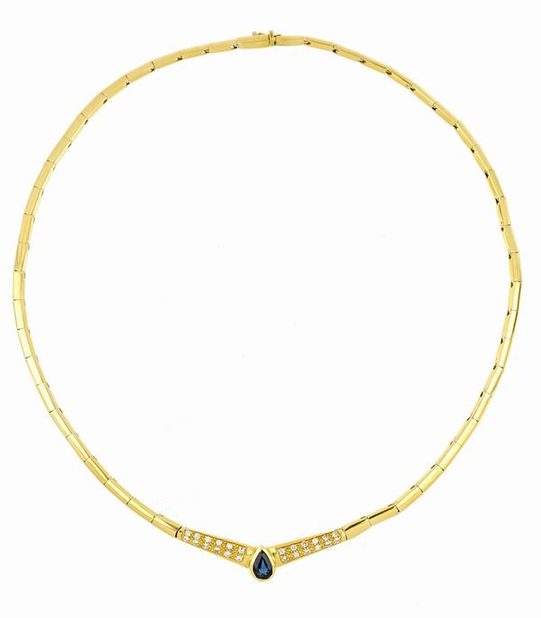Collana in oro con zaffiro e diamanti  - Auction ASTA A TEMPO MAGGIO-GIUGNO - Faraone Casa d'Aste