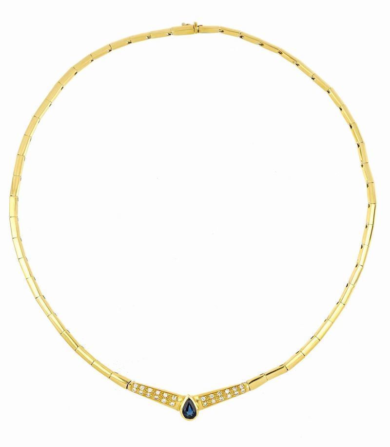 Collana in Oro con Zaffiro e Diamanti