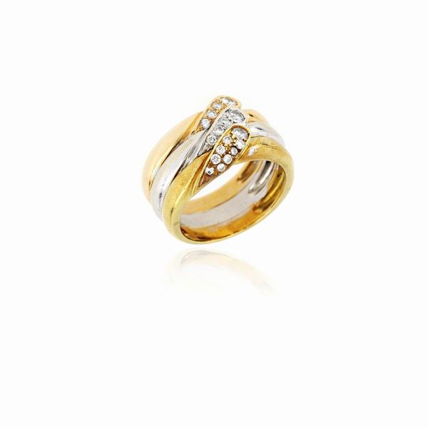 Anello fascia in oro con diamanti 