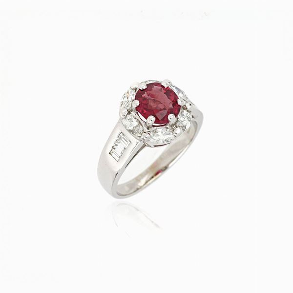 Anello oro bianco con rubino   - Asta ASTA LIVE GIUGNO - Faraone Casa d'Aste