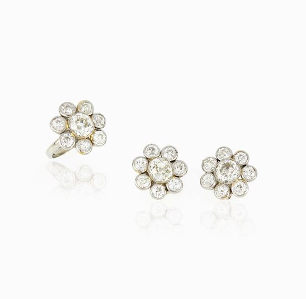 Parure anello e orecchini con diamanti  - Asta ASTA LIVE GIUGNO - Faraone Casa d'Aste