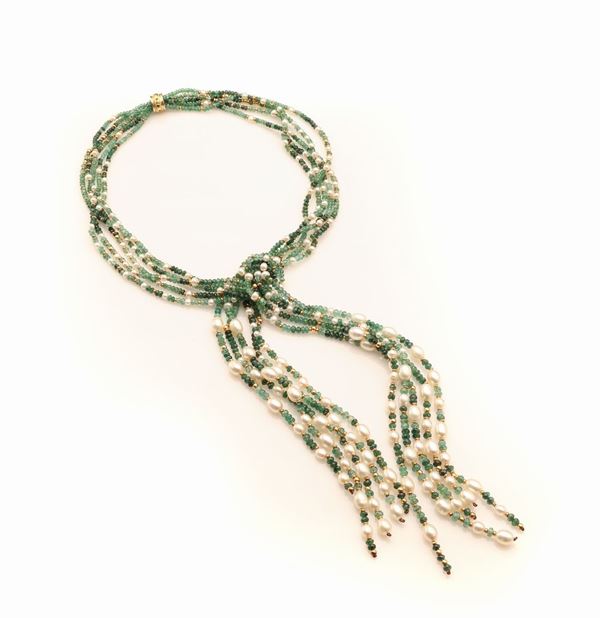 Collana a cravatta con smeraldi