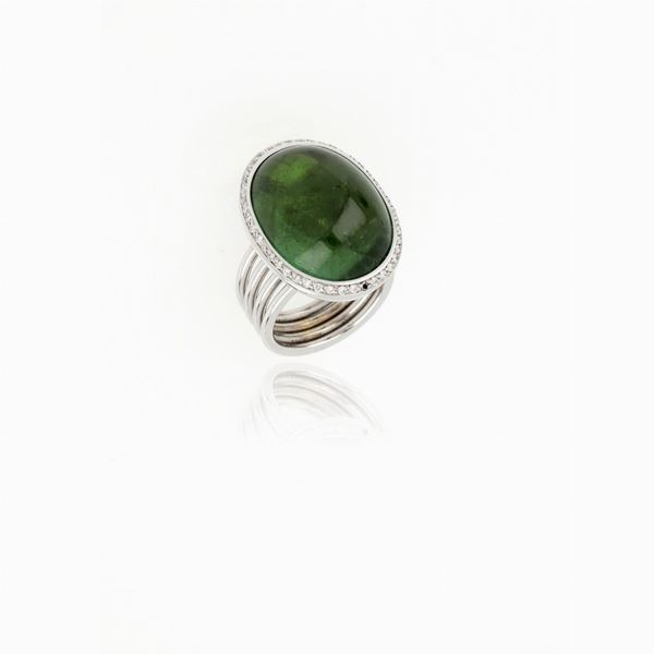 Anello con tormalina verde
