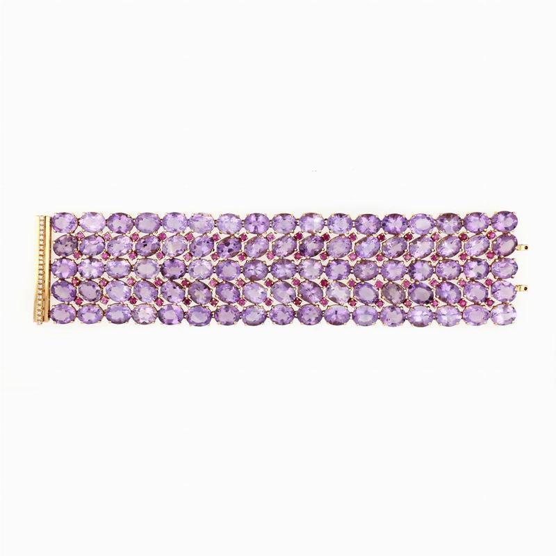 Bracciale Fascia con Ametiste e Rubini