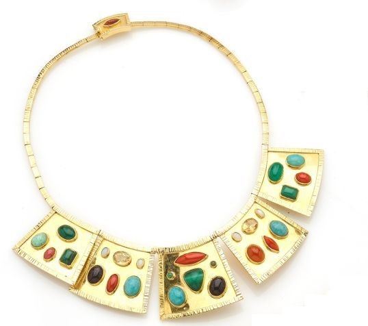 Collana in oro giallo e gemme