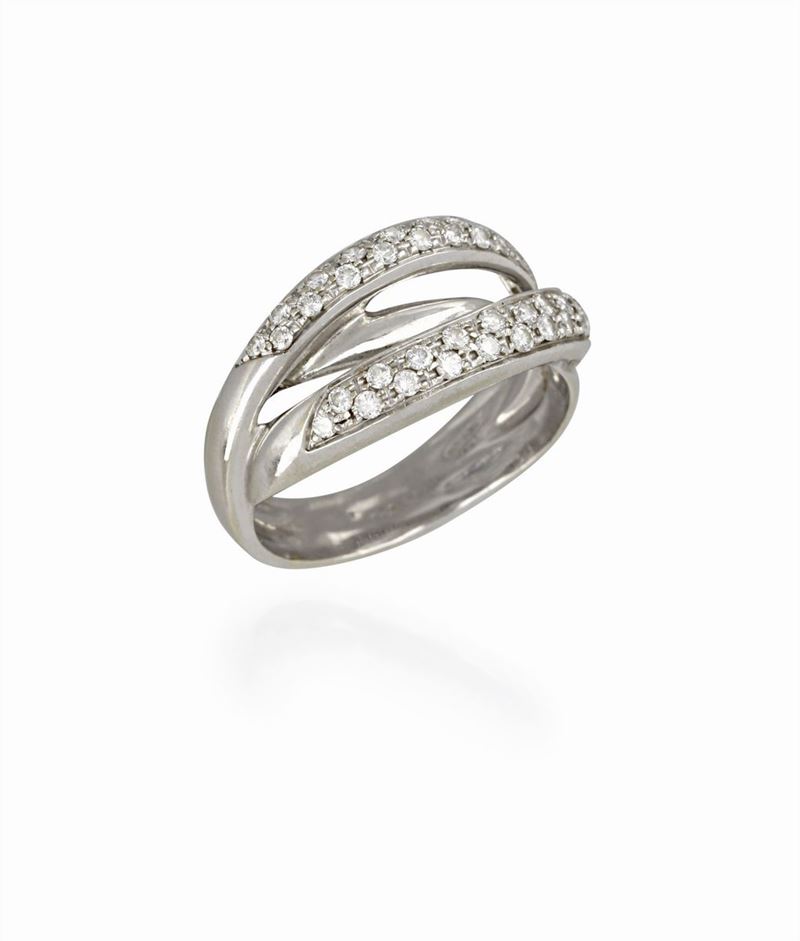 Anello a Fascia in Oro Bianco con Diamanti