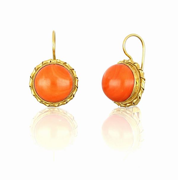 Orecchini a monachella con corallo   - Auction OTTOBRE - Faraone Casa d'Aste