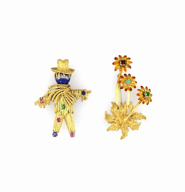 Spille spaventapasseri e fiori   - Auction OTTOBRE - Faraone Casa d'Aste
