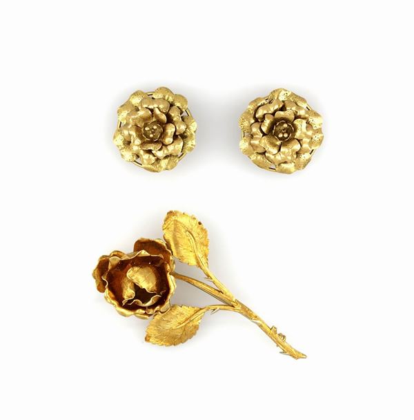 Demi-parure spilla e orecchini rosa  - Auction OTTOBRE - Faraone Casa d'Aste