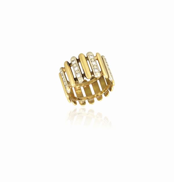 Anello oro giallo e bianco