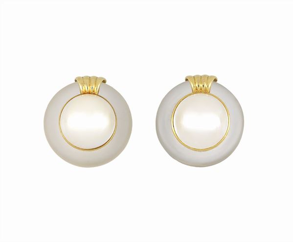 Orecchini in oro con quarzo e perle Mab&#232;