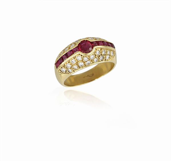 Anello fascia con rubino