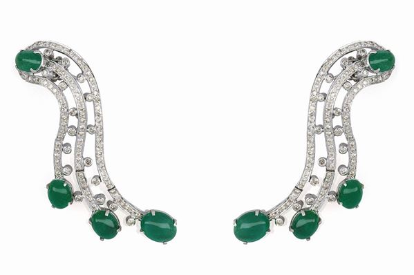 Orecchini con diamanti e smeraldi  - Asta GIOIELLI E OROLOGI - Faraone Casa d'Aste