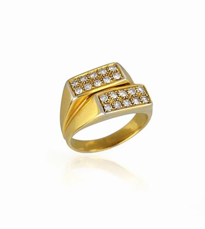 Anello Geometrico con Diamanti