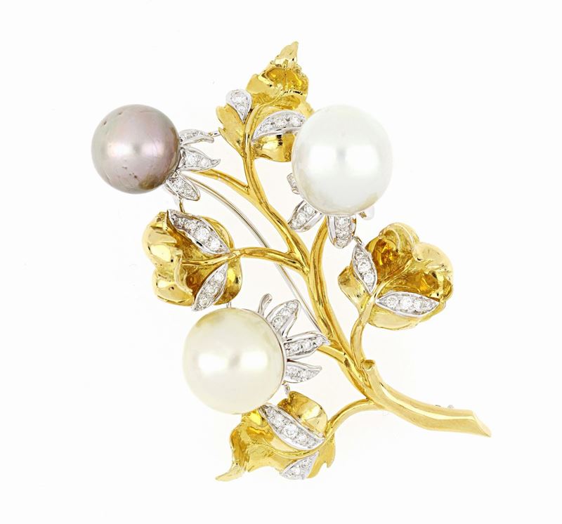 Spilla Floreale con Perle
