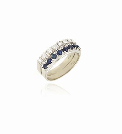 Anello Riviere Zaffiri e Diamanti