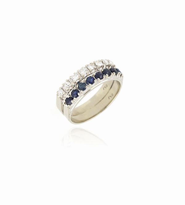 Anello riviere zaffiri e diamanti
