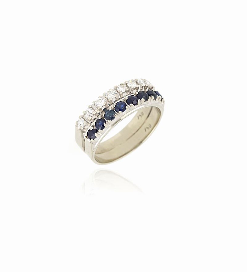 Anello Riviere Zaffiri e Diamanti
