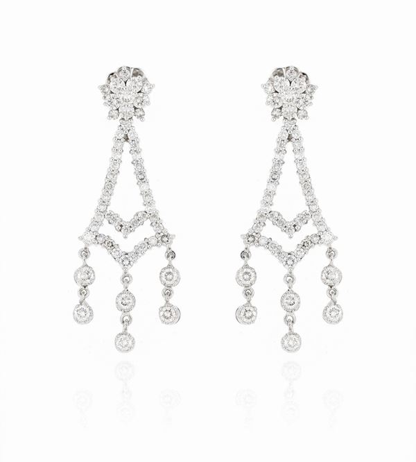 Orecchini pendenti con diamanti  - Auction ASTA LIVE DICEMBRE - Faraone Casa d'Aste