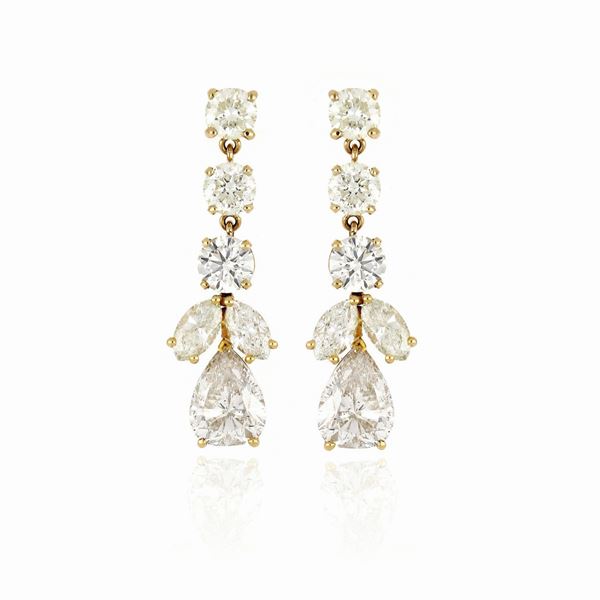 Orecchini floreali con diamanti   - Auction ASTA LIVE DICEMBRE - Faraone Casa d'Aste