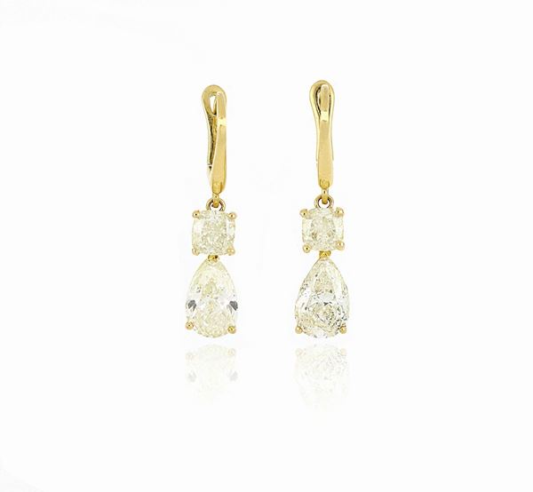 Orecchini pendenti con diamanti   - Auction ASTA LIVE DICEMBRE - Faraone Casa d'Aste