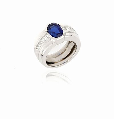 Anello con Zaffiro e Diamanti