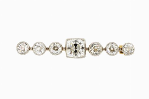 Spilla d&#39;epoca a barretta con diamanti