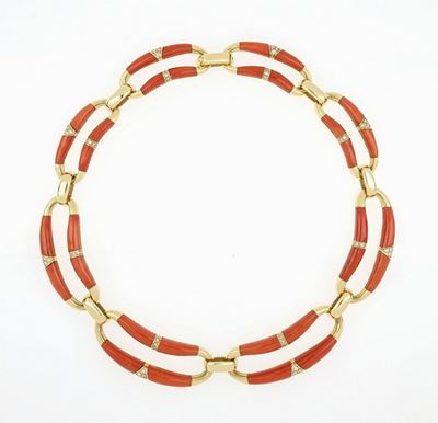 Collier con Corallo e Diamanti