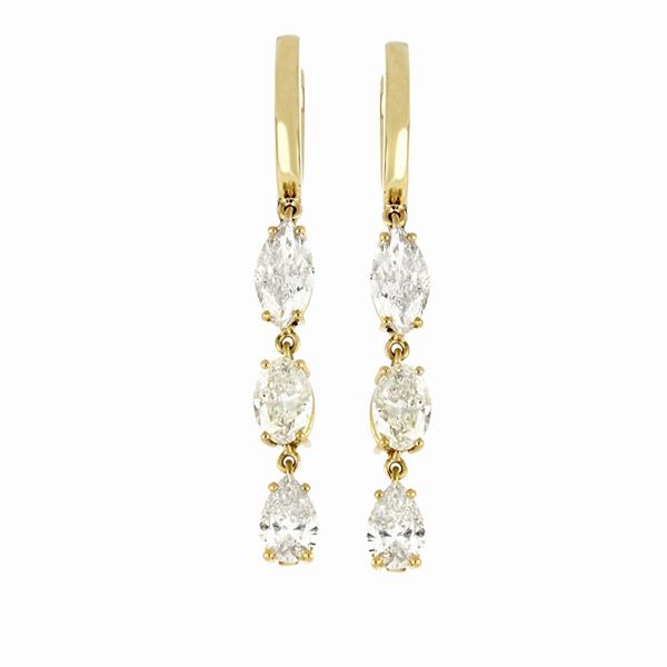 Orecchini pendenti con diamanti   - Auction ASTA LIVE DICEMBRE - Faraone Casa d'Aste