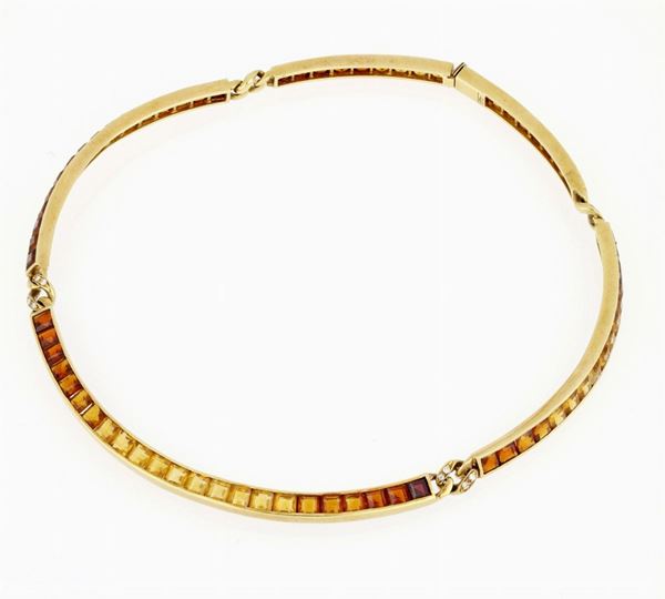 Collana oro giallo e quarzi
