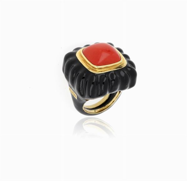 Anello geometrico bicolor