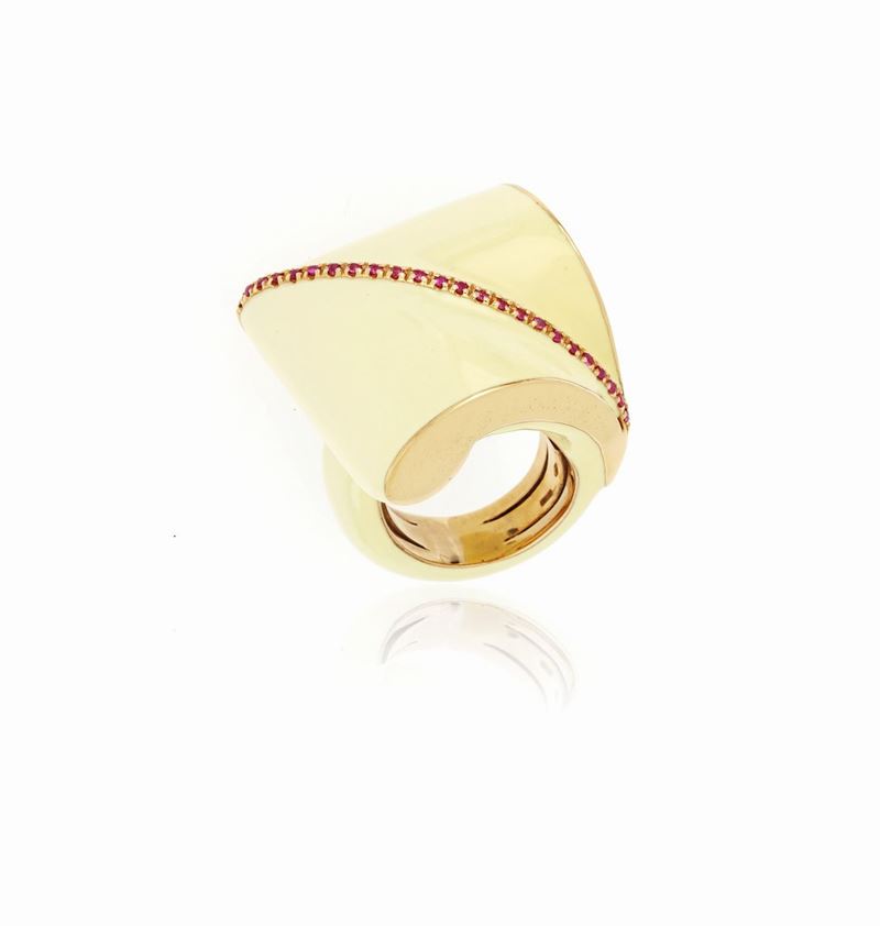 Anello Geometrico con Smalto