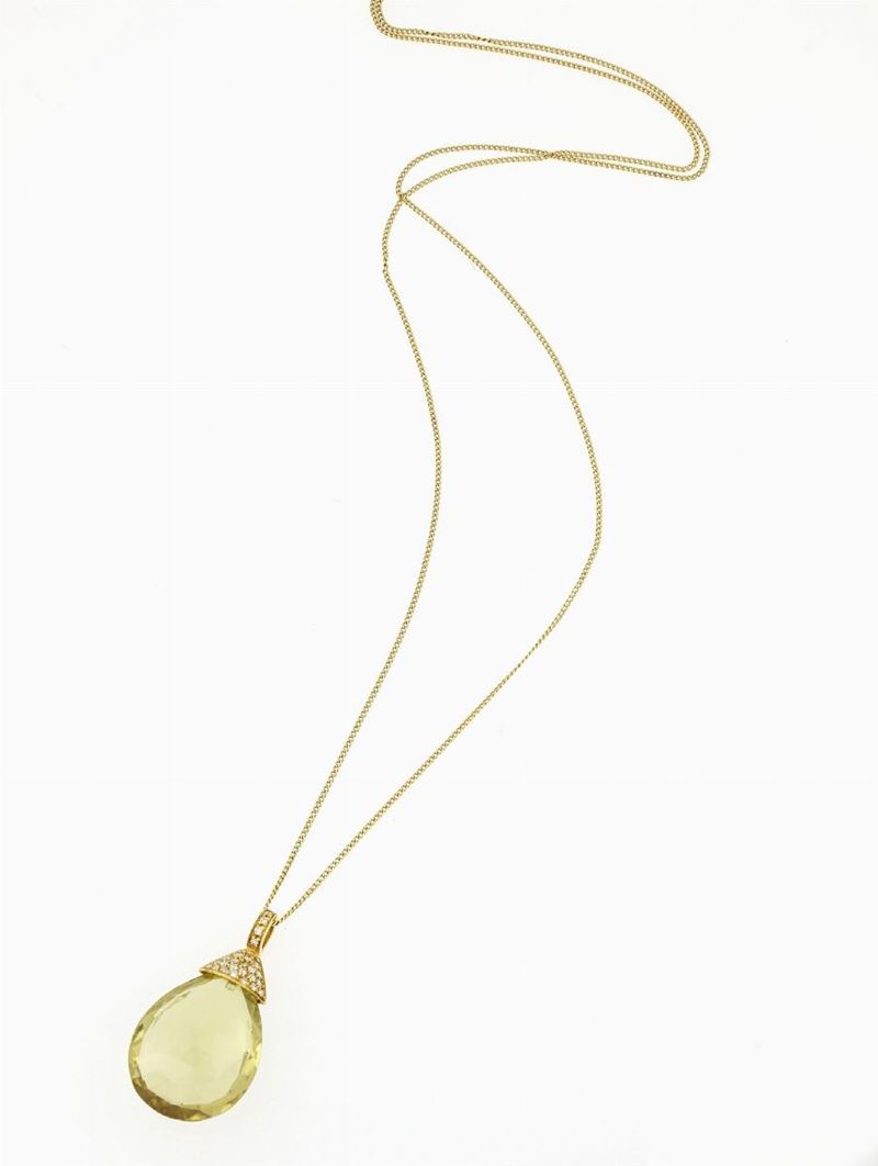 Collana con Ciondolo Quarzo con Diamanti