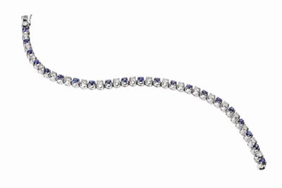 Bracciale Tennis con Diamanti e Zaffiri