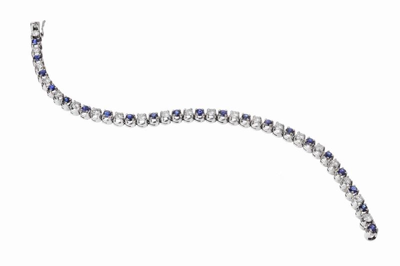 Bracciale Tennis con Diamanti e Zaffiri