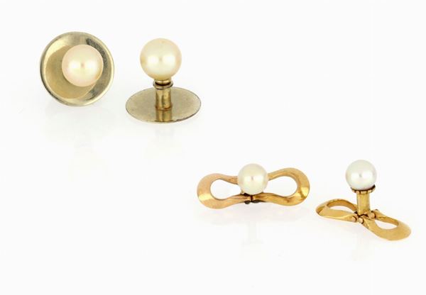 Gemelli in oro con perle