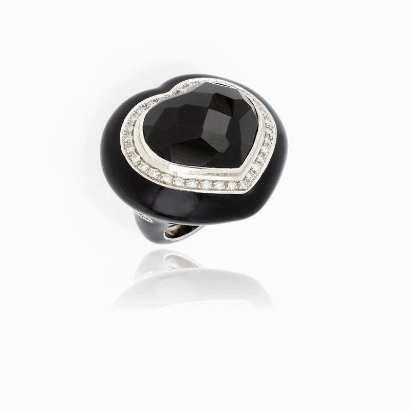 Anello in Argento, Oro, Smalti e Diamanti