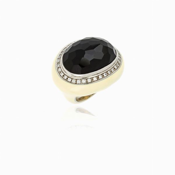 Anello in argento, oro, smalti e diamanti