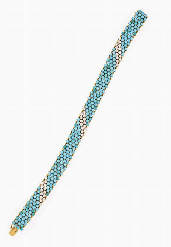 Bracciale con diamanti e turchese