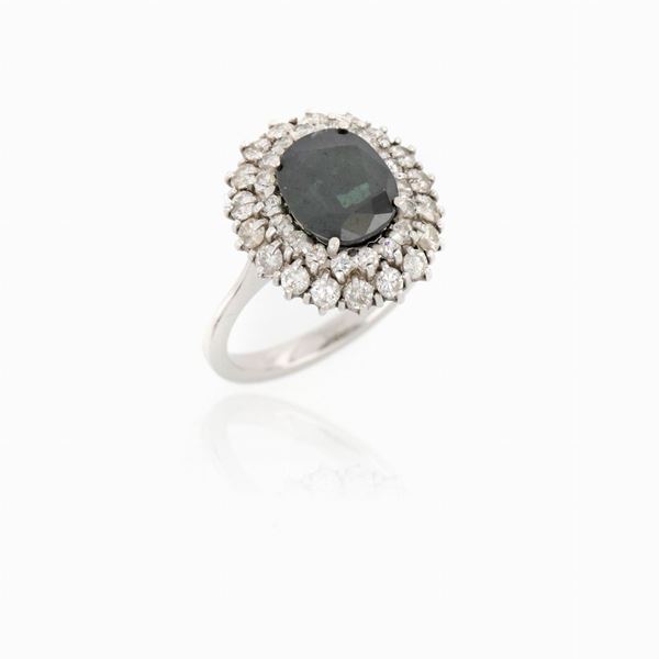 Anello margherita con zaffiro 