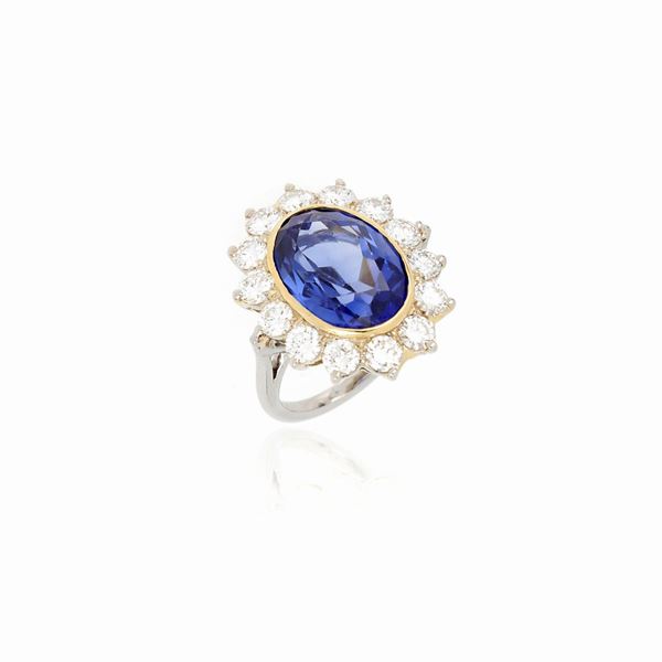Anello margherita con zaffiro sintetico 