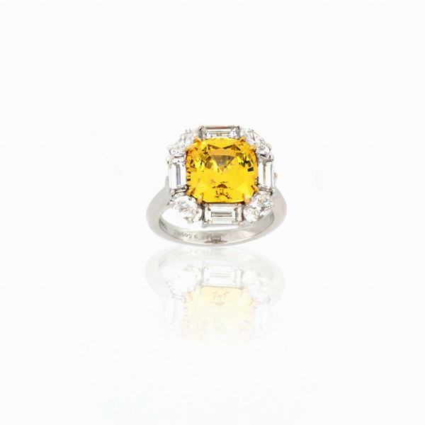 Tiffany - Anello con zaffiro giallo firmato Tiffany &amp; Co