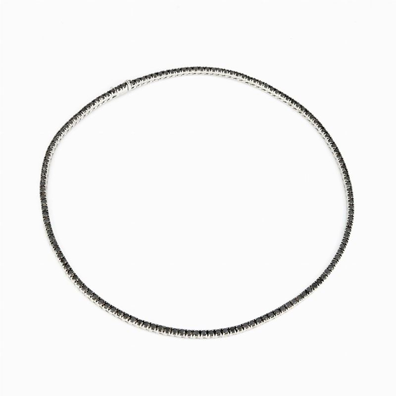 Collana Tennis con Diamanti Neri