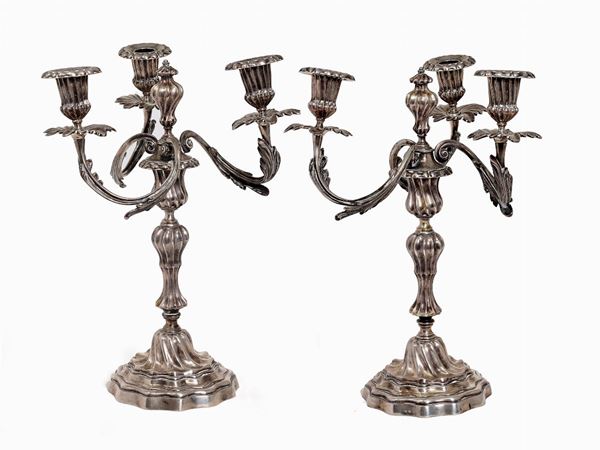 Coppia di candelabri 3 fiamme  - Auction ARGENTI - Faraone Casa d'Aste