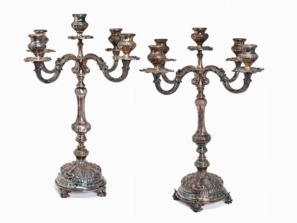 Coppia candelabri 5 fiamme 